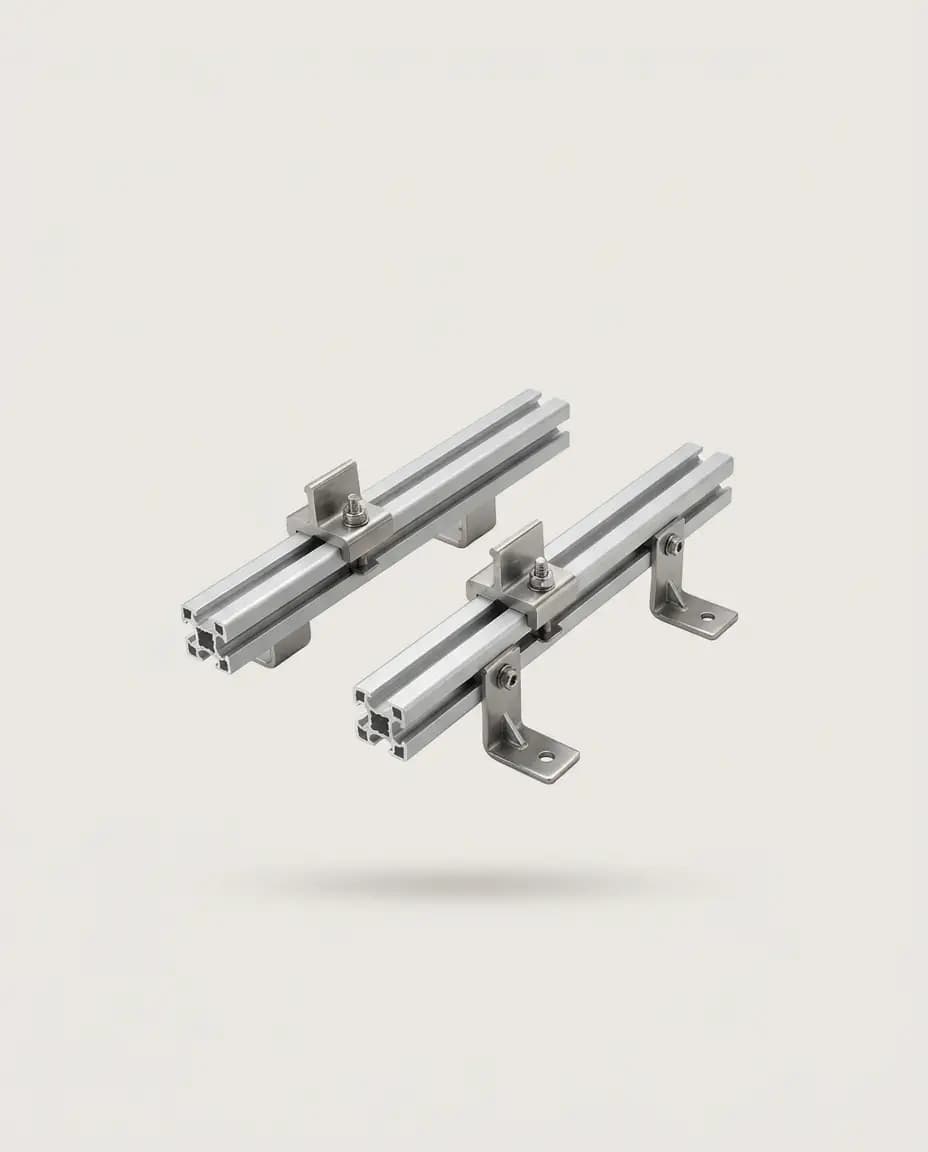 Rieles y abrazaderas de aluminio para montaje en techo